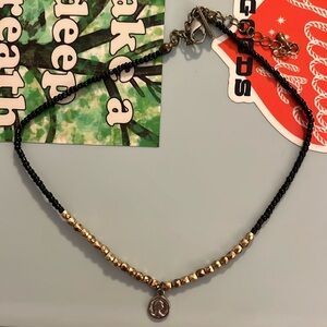 Topshop gold and black coin beaded choker necklace